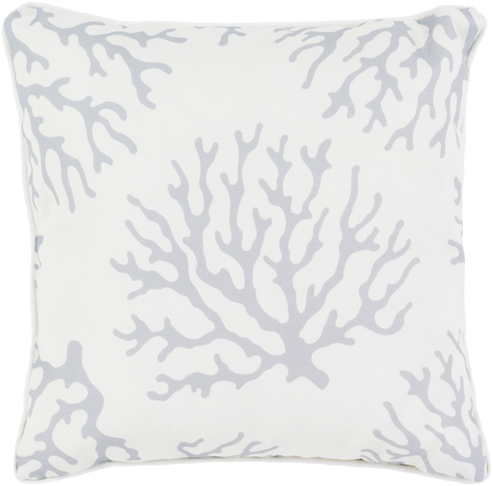 CO005-1616 Coral Throw Pillow - Medium Gray & White - 16 x 16 x 4 in.