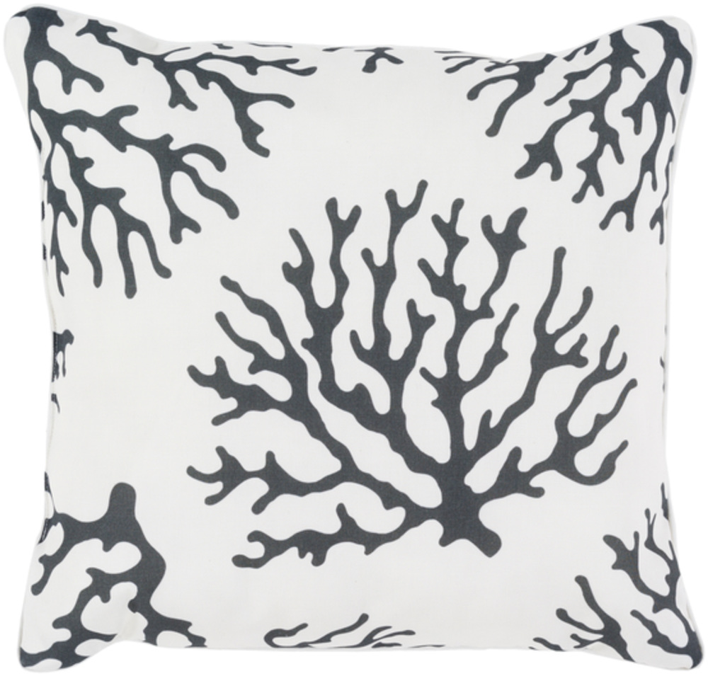 CO007-2020 Coral Throw Pillow - Black & White - 20 x 20 x 4 in.
