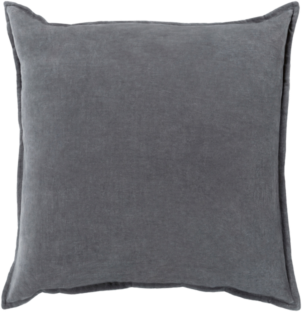 Surya Cotton Velvet Gray 22-Inch Pillow Cover