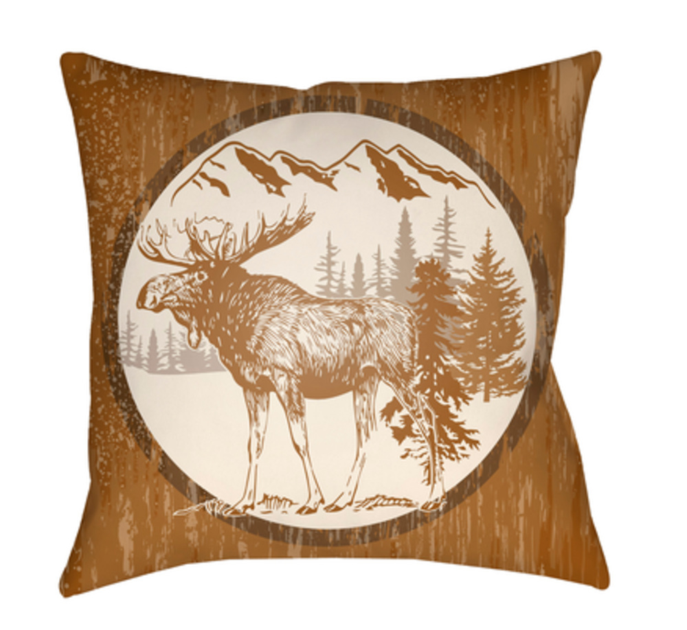 LGCB2020-2020  Lodge Cabin Moose Poly Filled Pillow - Tan & Beige - 20 x 20 in.