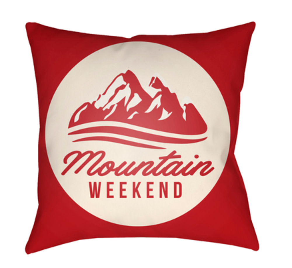 LGCB2051-2222  Lodge Cabin Alp Poly Filled Pillow - Bright Red & Beige - 22 x 22 in.