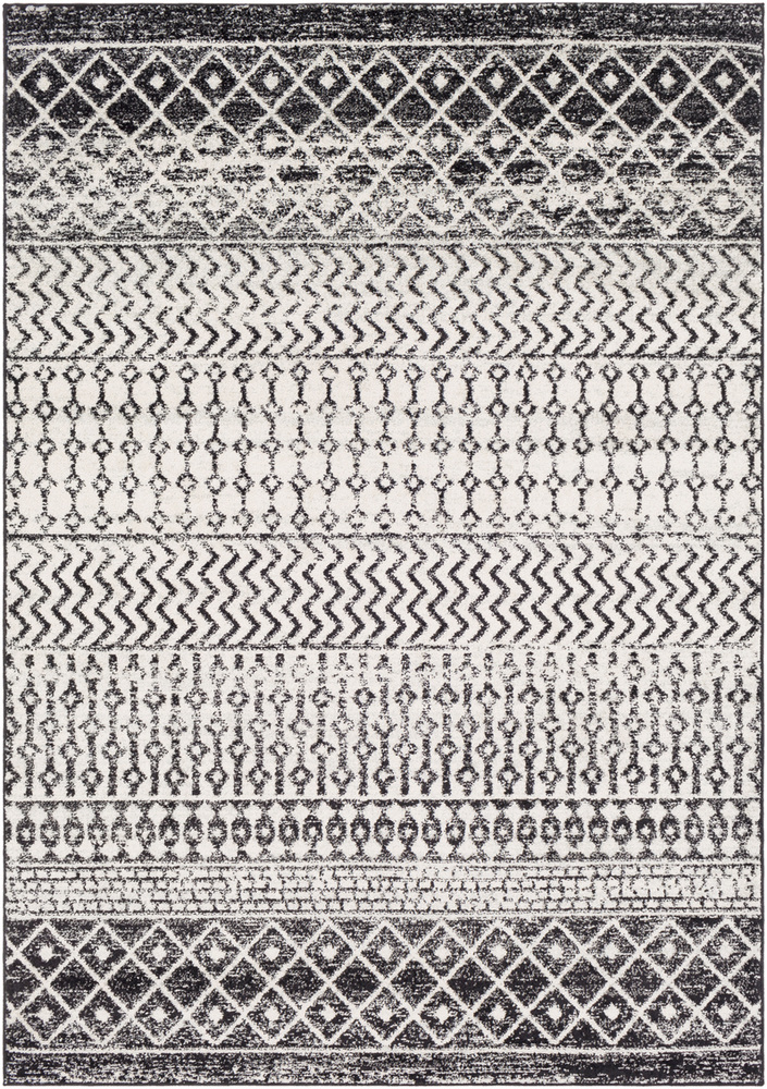 ELZ2307-23 Elaziz 2 x 3 ft. Rectangle Machine Made Bohemian & Global Area Rug, Charcoal & Ivory