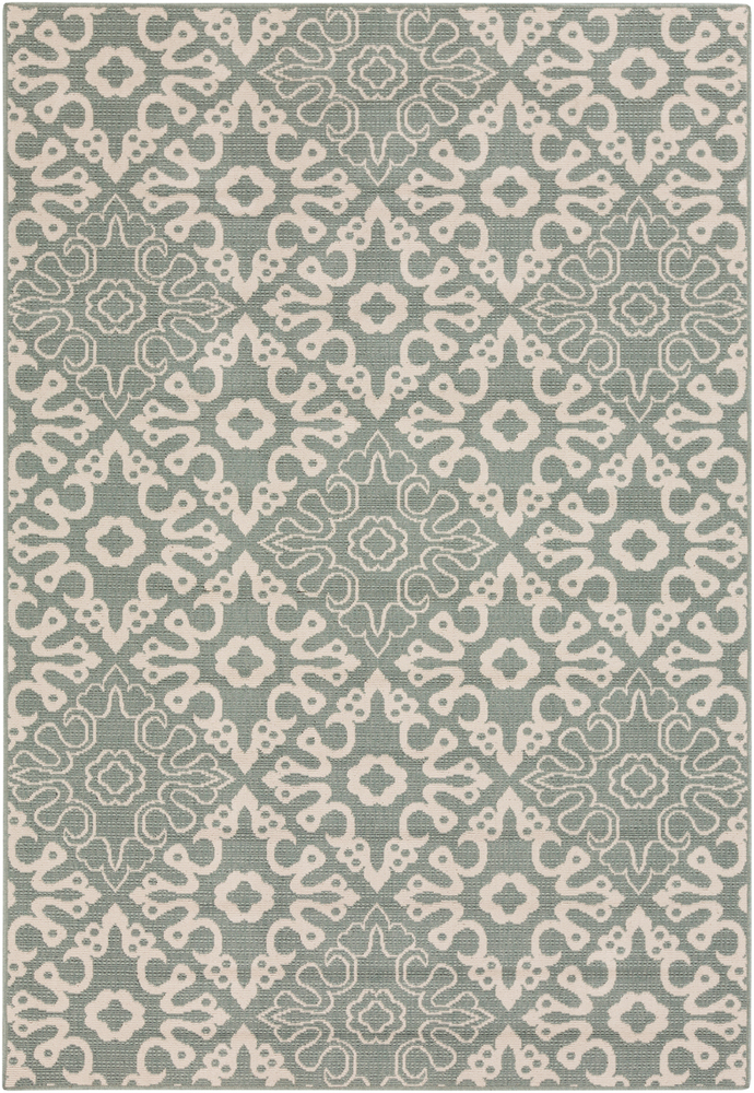 ALF9634-3656 Alfresco 3 ft. 6 in. x 5 ft. 6 in. Machine Made Geometric Rectangle Area Rug, Sage & Cream