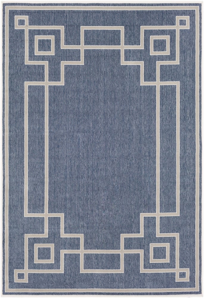 ALF9654-23119 2 ft. 3 in. x 11 ft. 9 in. Alfresco Runner Machine Made Indoor & Outdoor Runner Rug, Charcoal, Taupe & White -  Livabliss