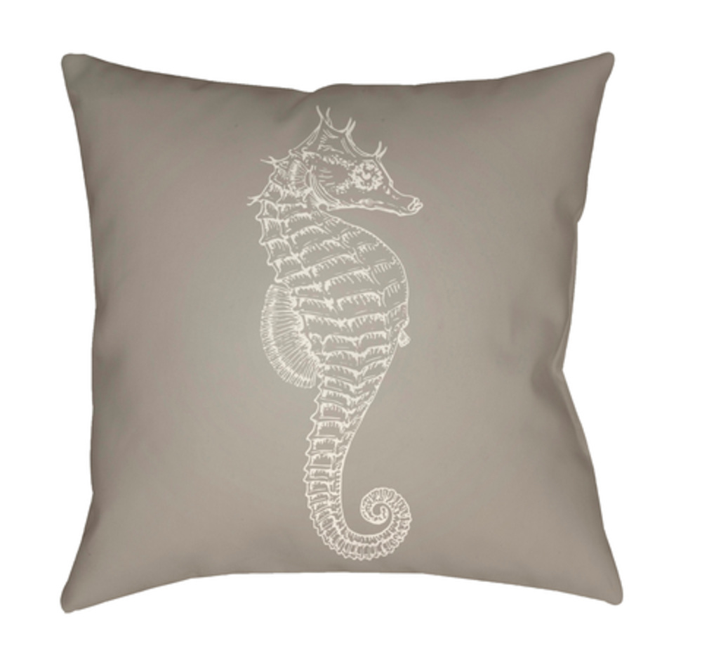 SOL056-1818 Seahorse 18 x 18 x 4 in. Throw Pillow, Beige - Medium