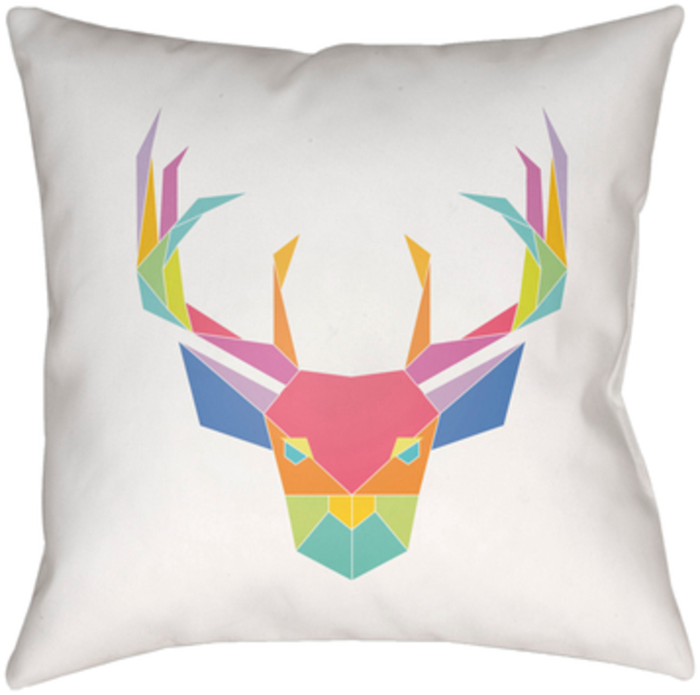 PHDCC001-1818 Chromatic Caribou 18 x 18 x 4 in. Throw Pillow, White - Medium