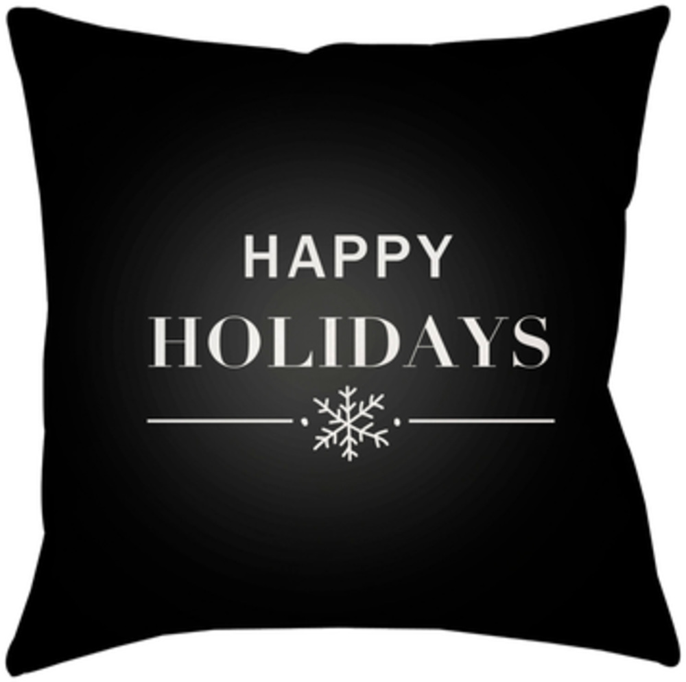 PHDHH001-1616 Happy Holidays 16 x 16 x 4 in. Throw Pillow, Black - Medium