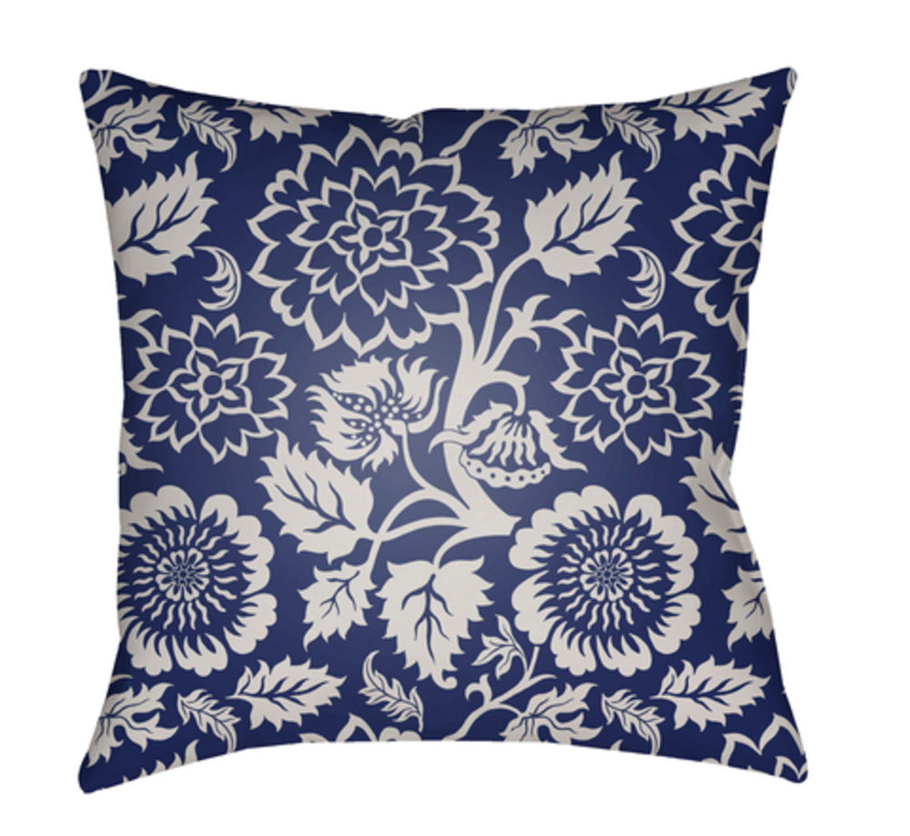 MF025-1818 Moody Floral 18 x 18 x 4 in. Throw Pillow, Navy - Medium