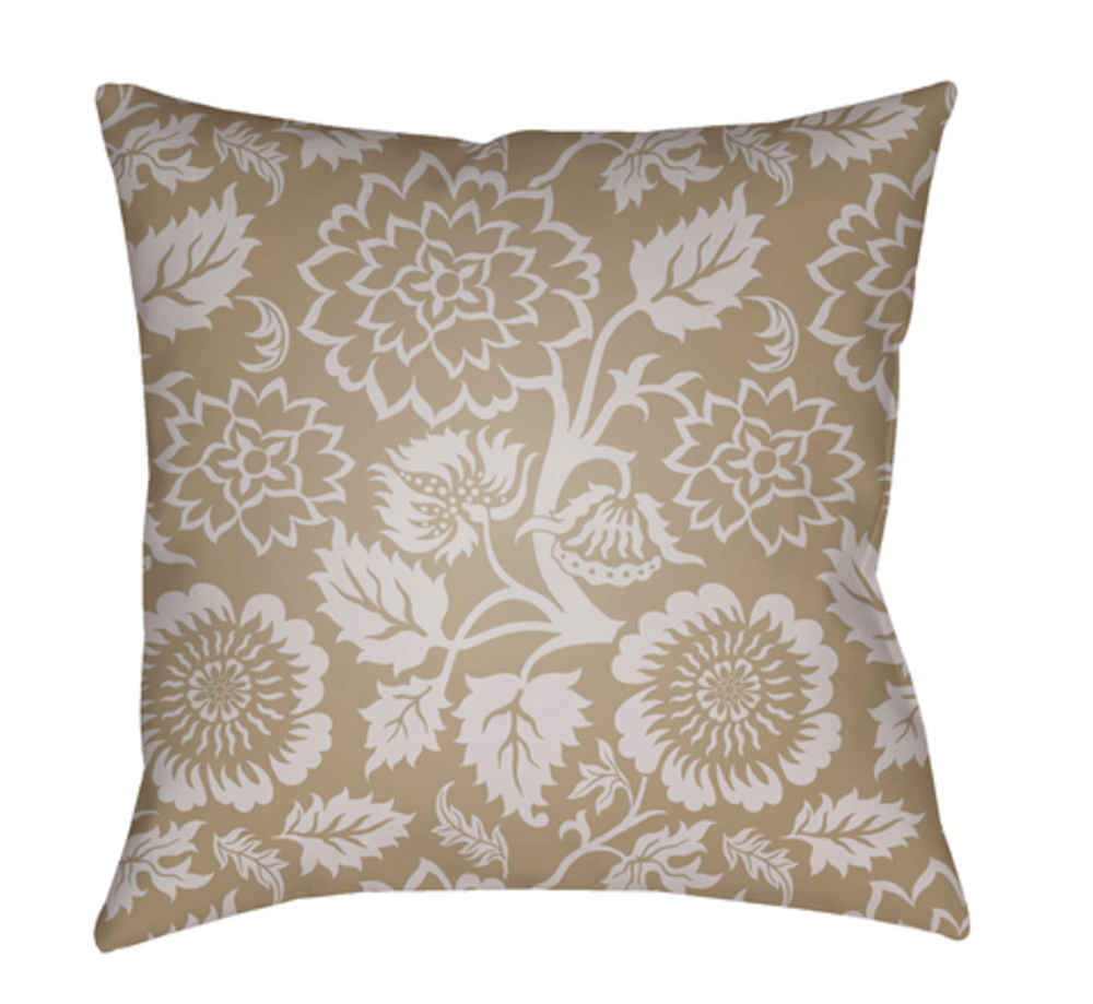 MF027-2020 Moody Floral 20 x 20 x 4 in. Throw Pillow, Tan - Medium