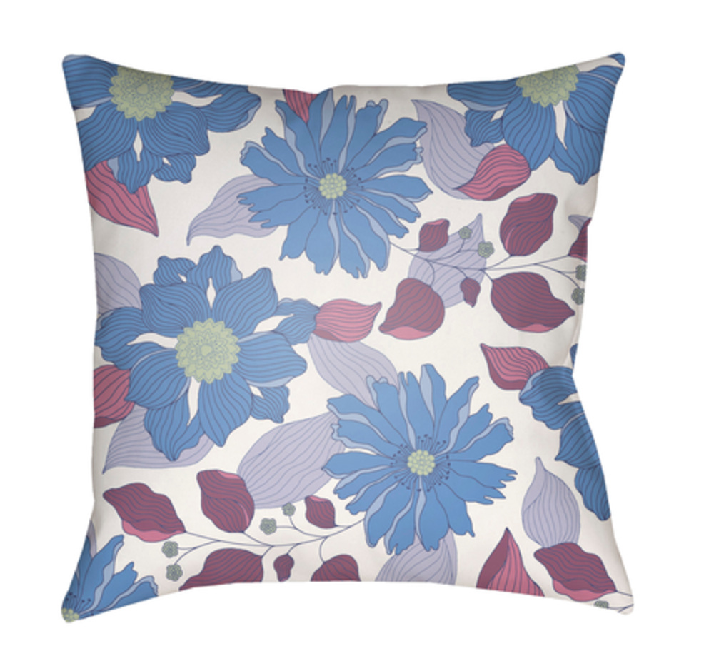 MF033-2020 Moody Floral 20 x 20 x 4 in. Throw Pillow, Blue - Medium