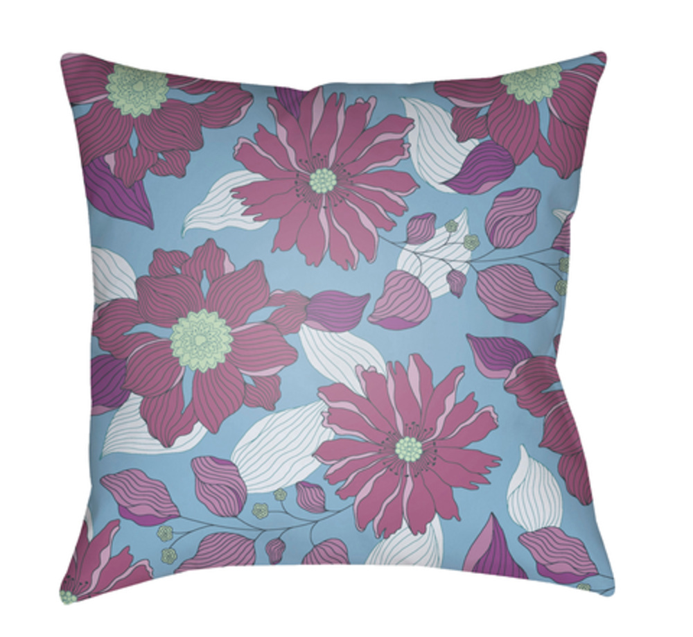 MF034-2020 Moody Floral 20 x 20 x 4 in. Throw Pillow, Blue - Medium