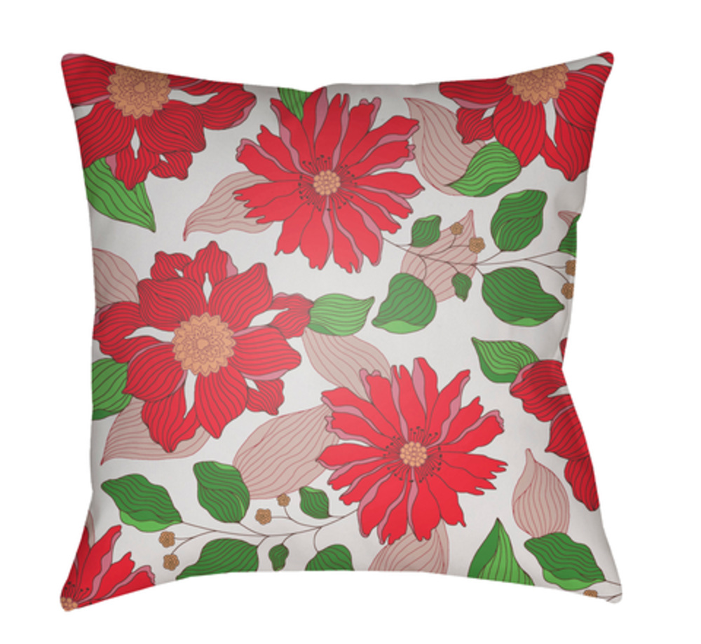 MF036-1818 Moody Floral 18 x 18 x 4 in. Throw Pillow, Red - Medium