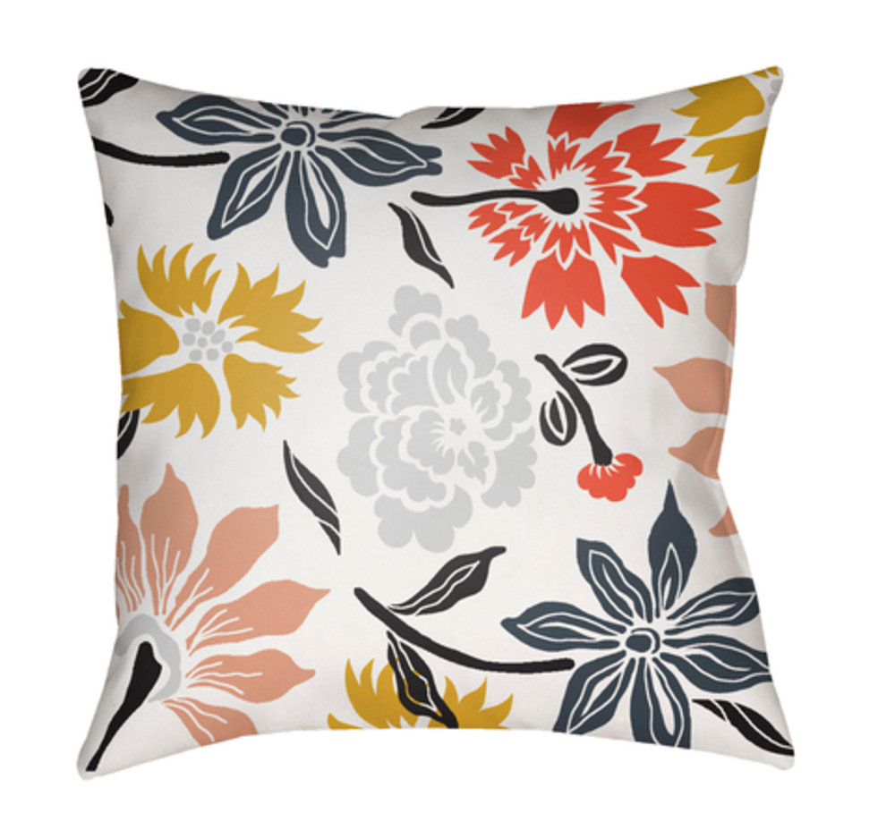 MF039-2020 Moody Floral 20 x 20 x 4 in. Throw Pillow, Orange - Medium