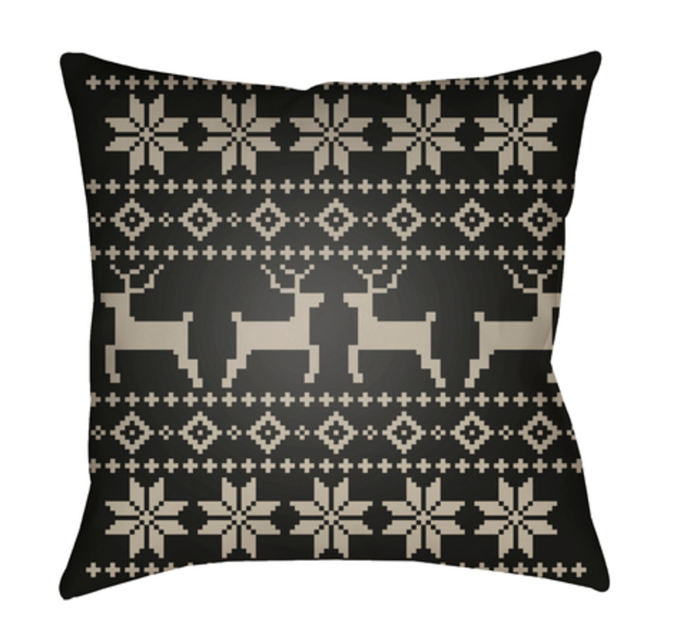 PLAID001-2020 Fair Isle I 20 x 20 x 4 in. Throw Pillow, Black - Medium