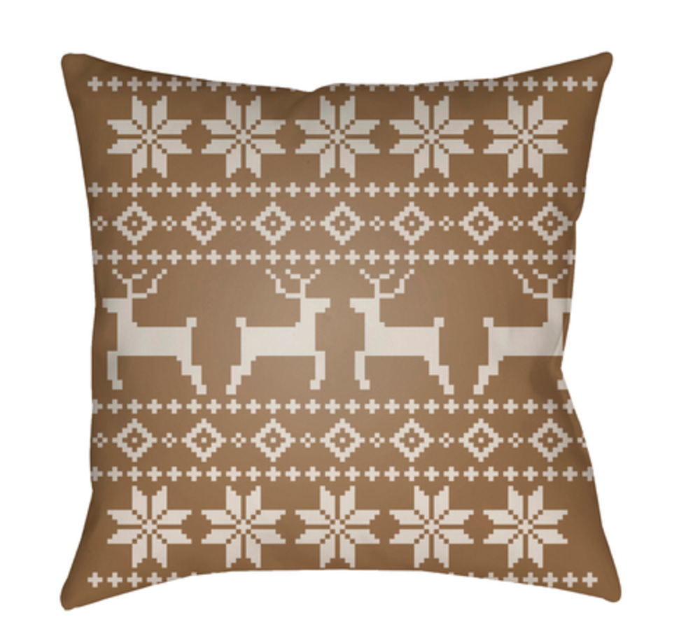 PLAID002-1818 Fair Isle I 18 x 18 x 4 in. Throw Pillow, Tan - Medium