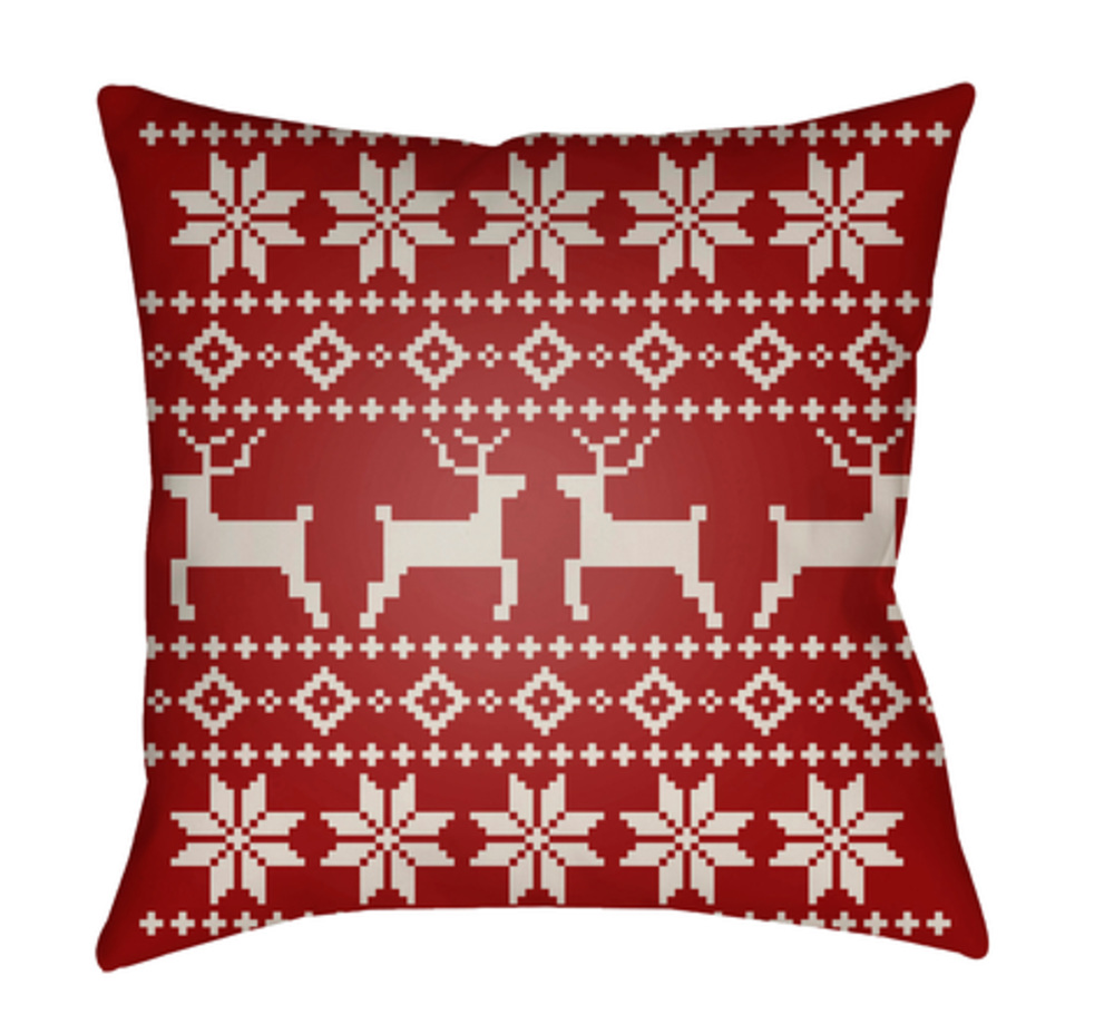 PLAID005-2020 Fair Isle I 20 x 20 x 4 in. Throw Pillow, Red - Medium