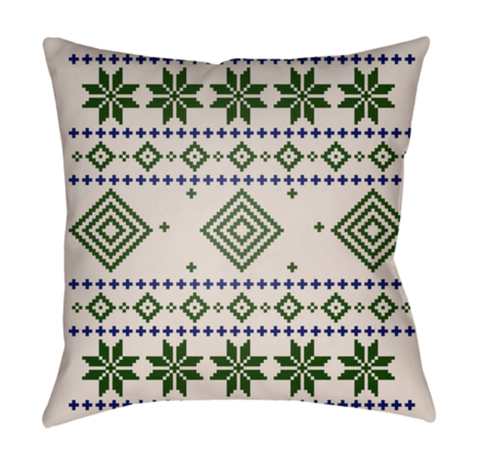 PLAID007-2020 Fair Isle II 20 x 20 x 4 in. Throw Pillow, Green - Medium