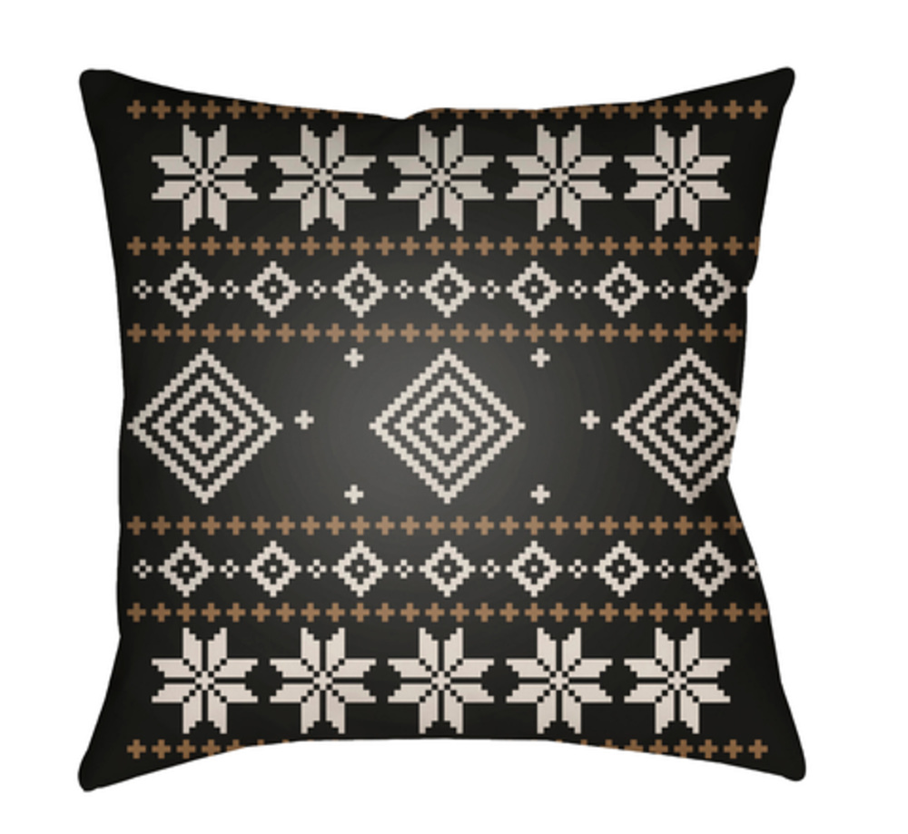 PLAID010-2020 Fair Isle II 20 x 20 x 4 in. Throw Pillow, Black - Medium
