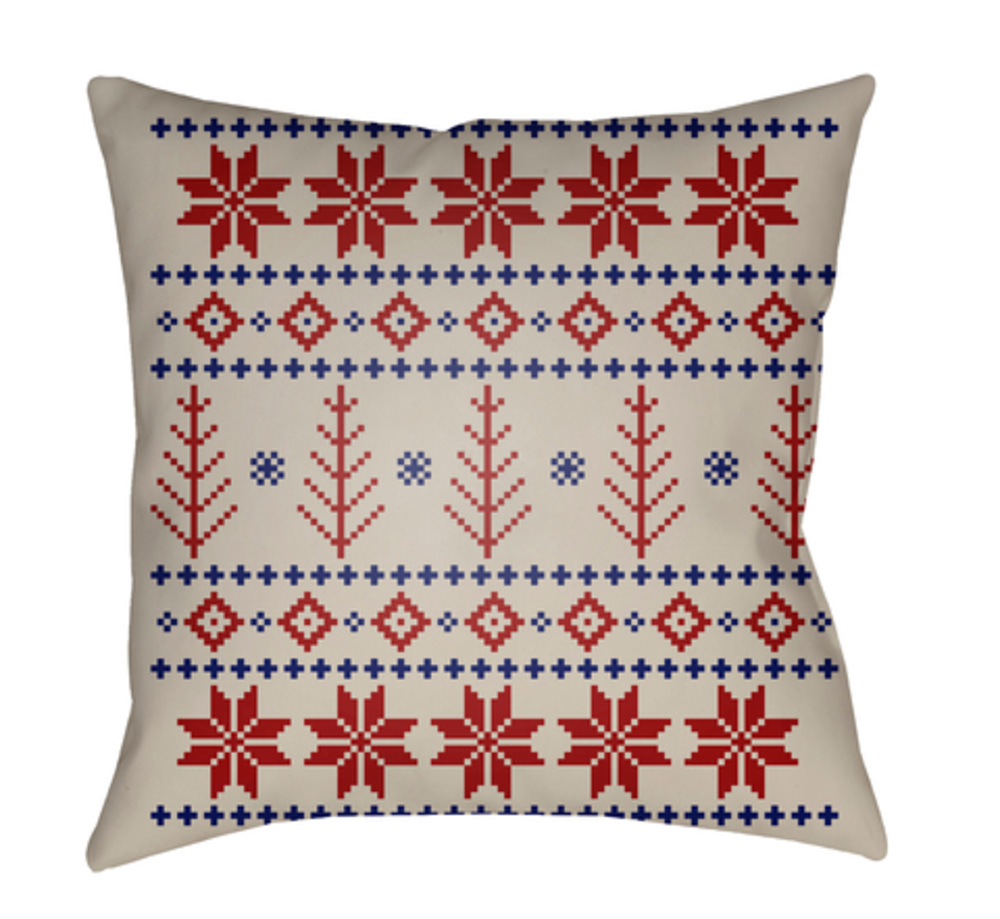 PLAID014-1818 Fair Isle III 18 x 18 x 4 in. Throw Pillow, Red - Medium