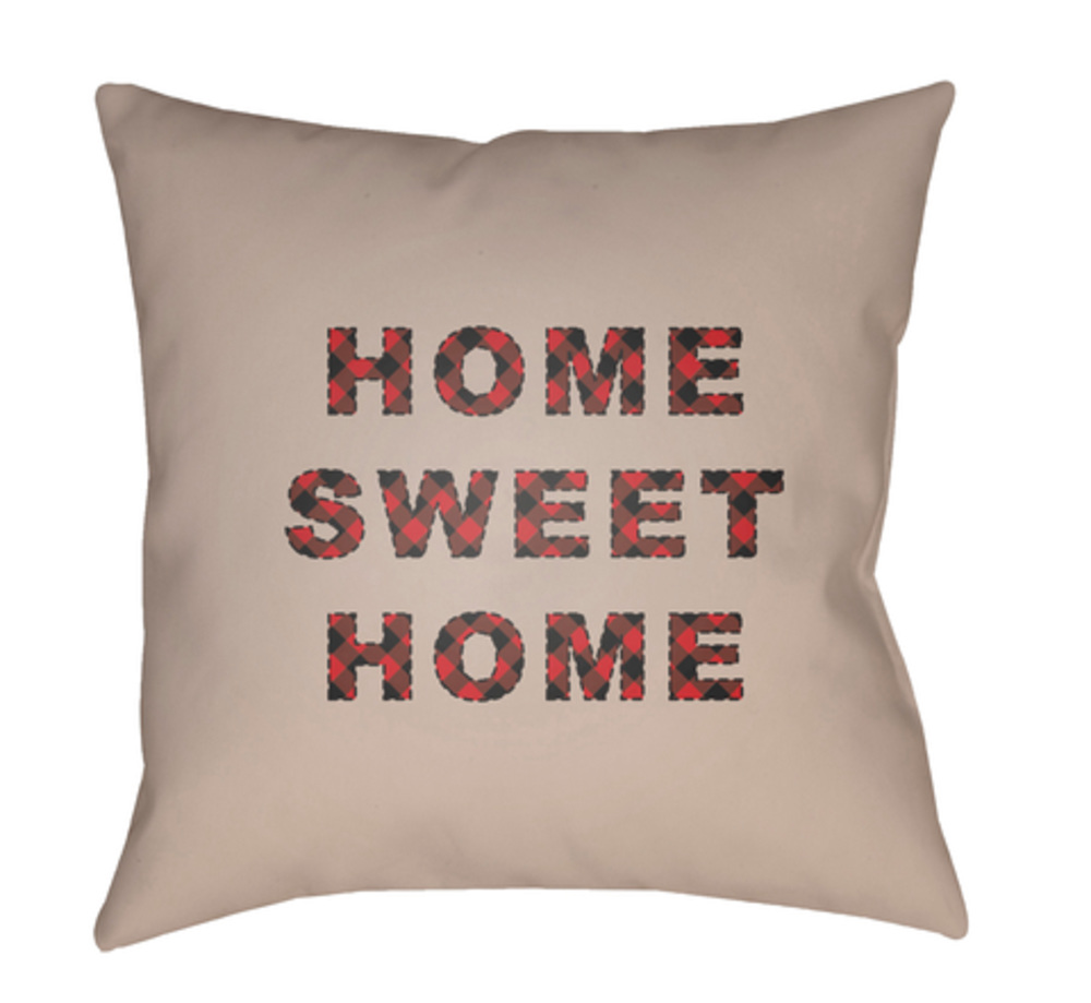 PLAID016-2020 Home Sweet Home 20 x 20 x 4 in. Throw Pillow, Tan - Medium