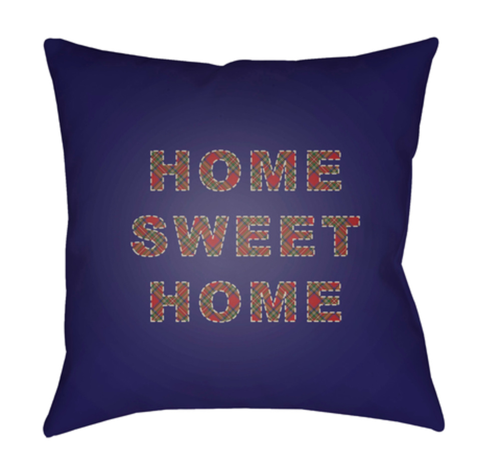PLAID017-2020 Home Sweet Home 20 x 20 x 4 in. Throw Pillow, Navy - Medium