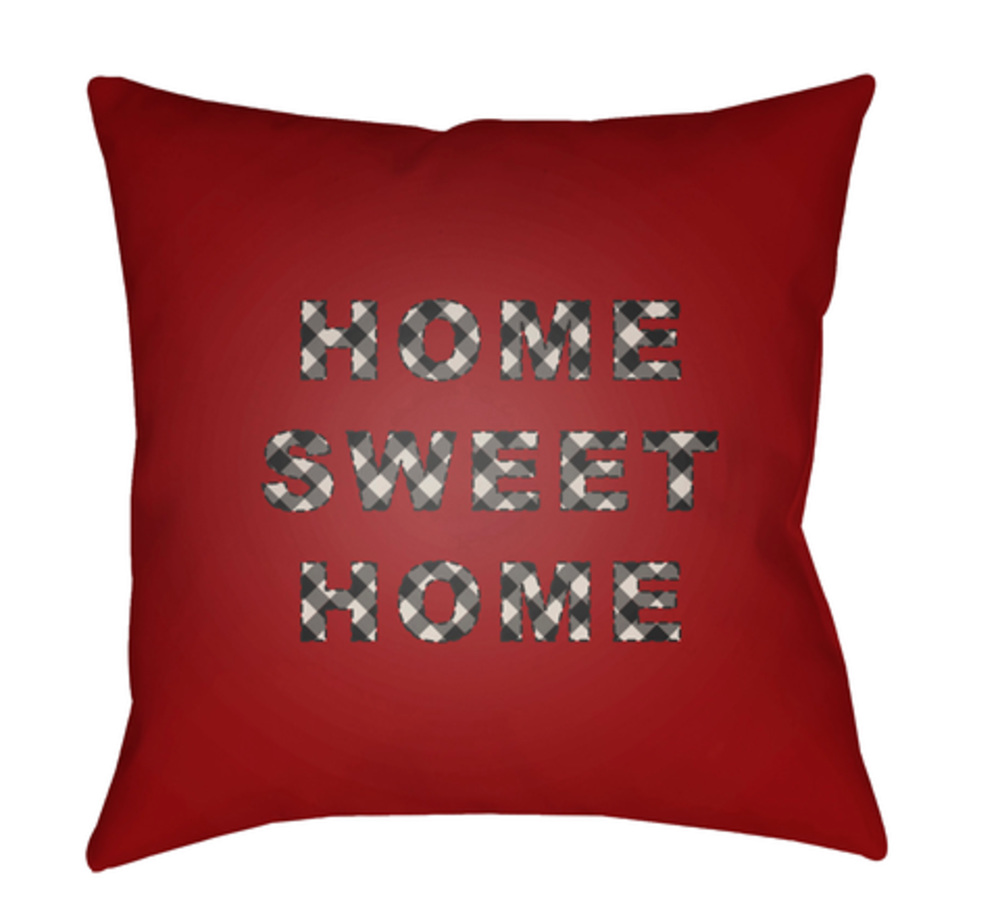 PLAID019-2020 Home Sweet Home 20 x 20 x 4 in. Throw Pillow, Red - Medium