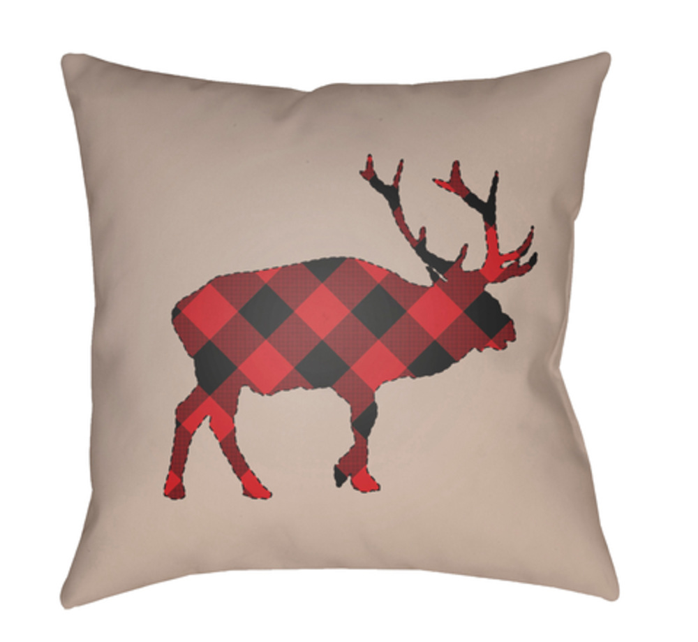 PLAID023-2020 Buffalo 20 x 20 x 4 in. Throw Pillow, Red - Medium