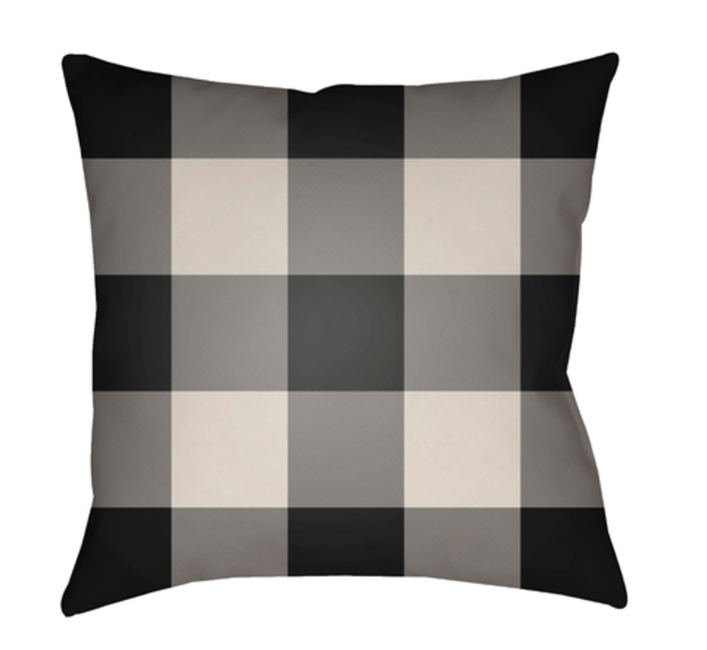 PLAID030-2020 Checker 20 x 20 x 4 in. Throw Pillow, Black - Medium