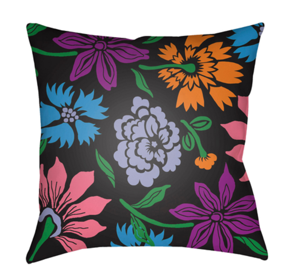 MF042-1818 Moody Floral 18 x 18 x 4 in. Throw Pillow, Black - Medium