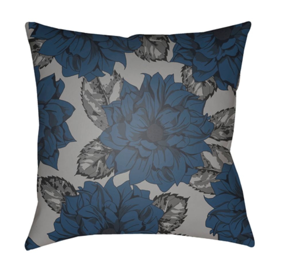 MF047-1818 Moody Floral 18 x 18 x 4 in. Throw Pillow, Grey - Medium