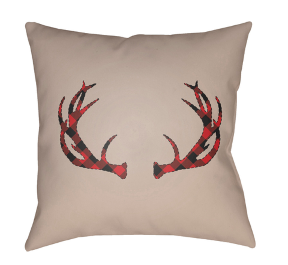 PLAID036-1818 Antlers 18 x 18 x 4 in. Throw Pillow, Tan - Medium