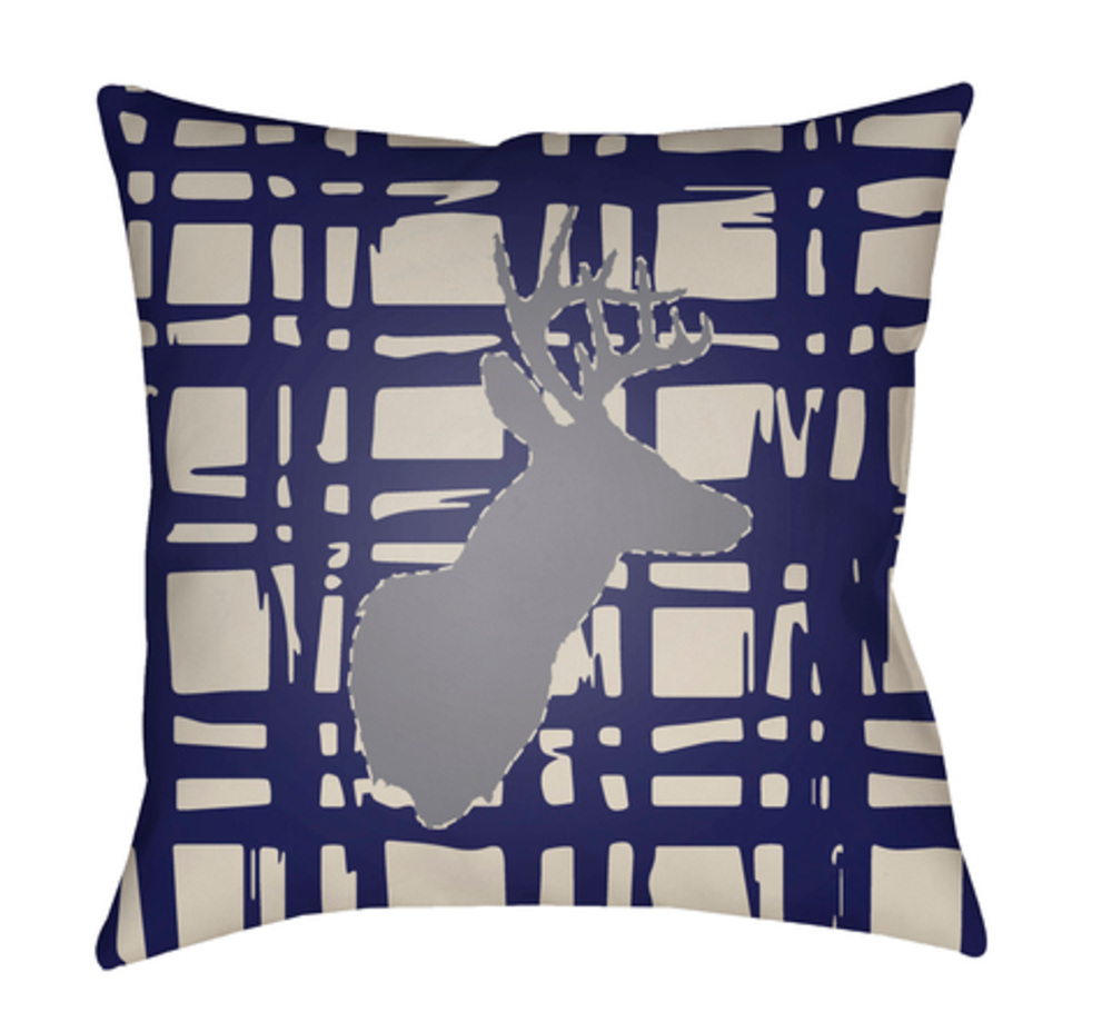 DEER002-1818 Deer 18 x 18 x 4 in. Throw Pillow, Blue - Medium