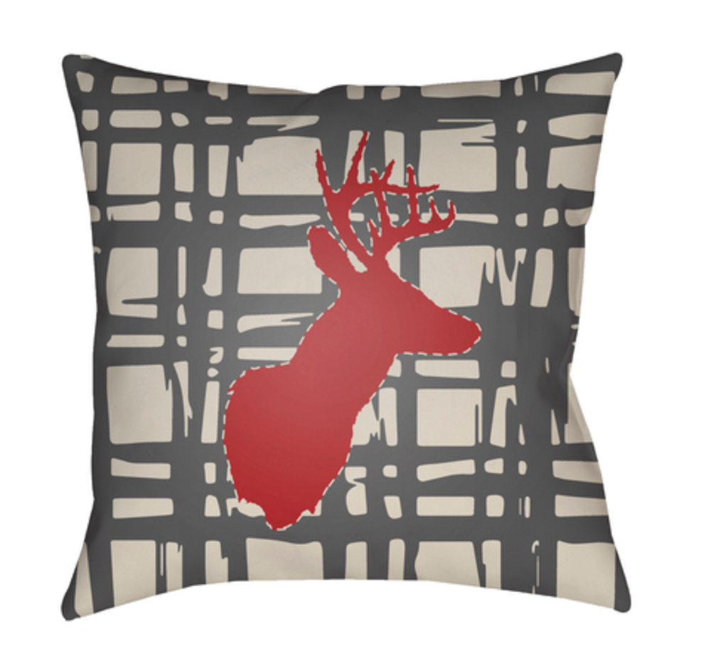 DEER003-1818 Deer 18 x 18 x 4 in. Throw Pillow, Grey - Medium