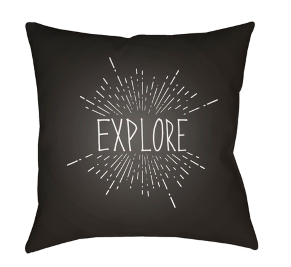EXP002-1818 Explore II 18 x 18 x 4 in. Throw Pillow, Black - Medium