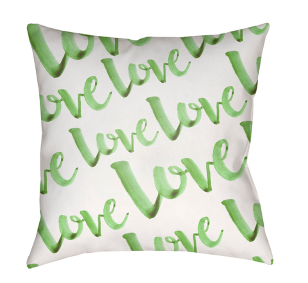HEART007-1818 Love 18 x 18 x 4 in. Throw Pillow, Green - Medium