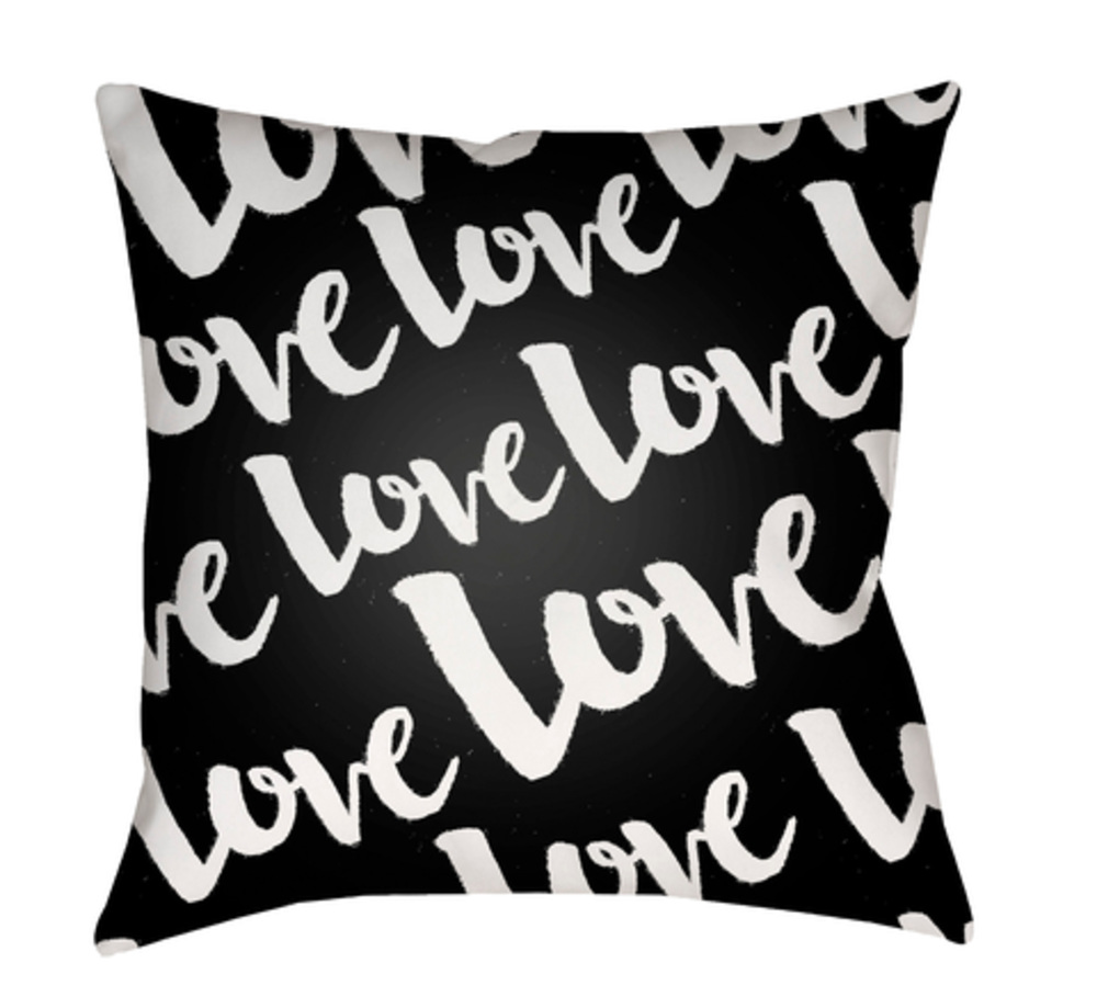 HEART010-1818 Love 18 x 18 x 4 in. Throw Pillow, Black - Medium