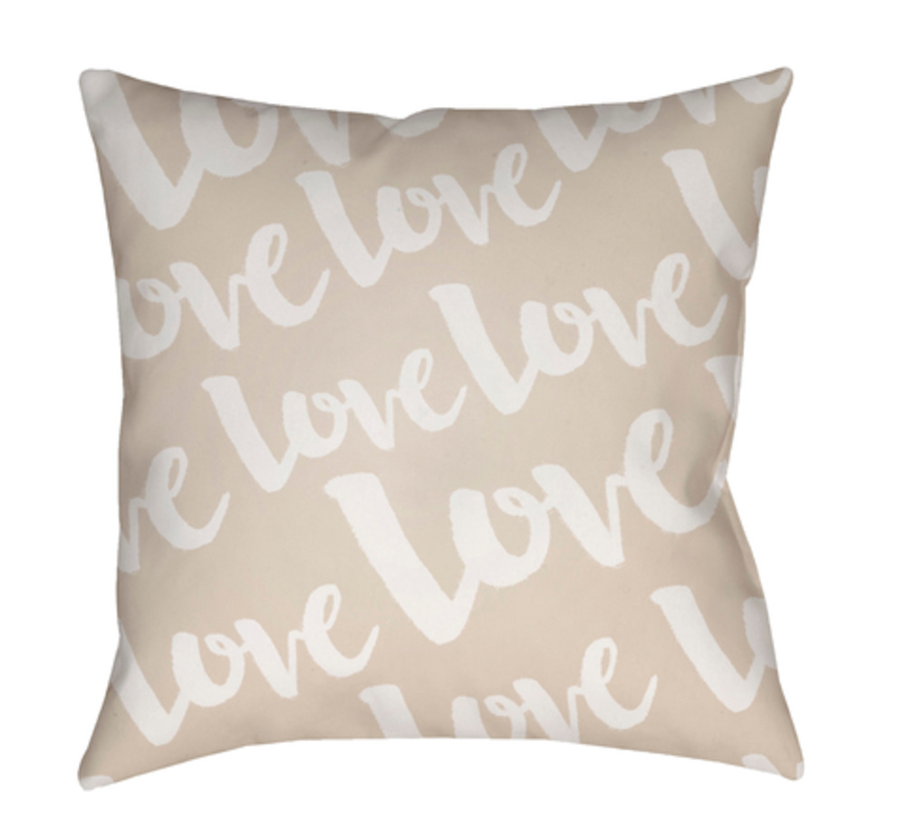 HEART018-1818 Love 18 x 18 x 4 in. Throw Pillow, Beige - Medium
