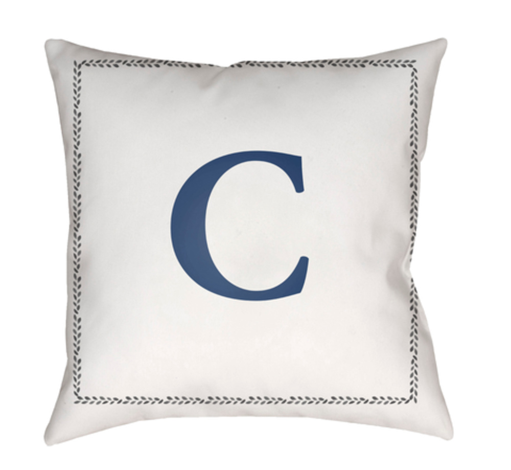 INT003-1818 Initials 18 x 18 x 4 in. Throw Pillow, White - Medium