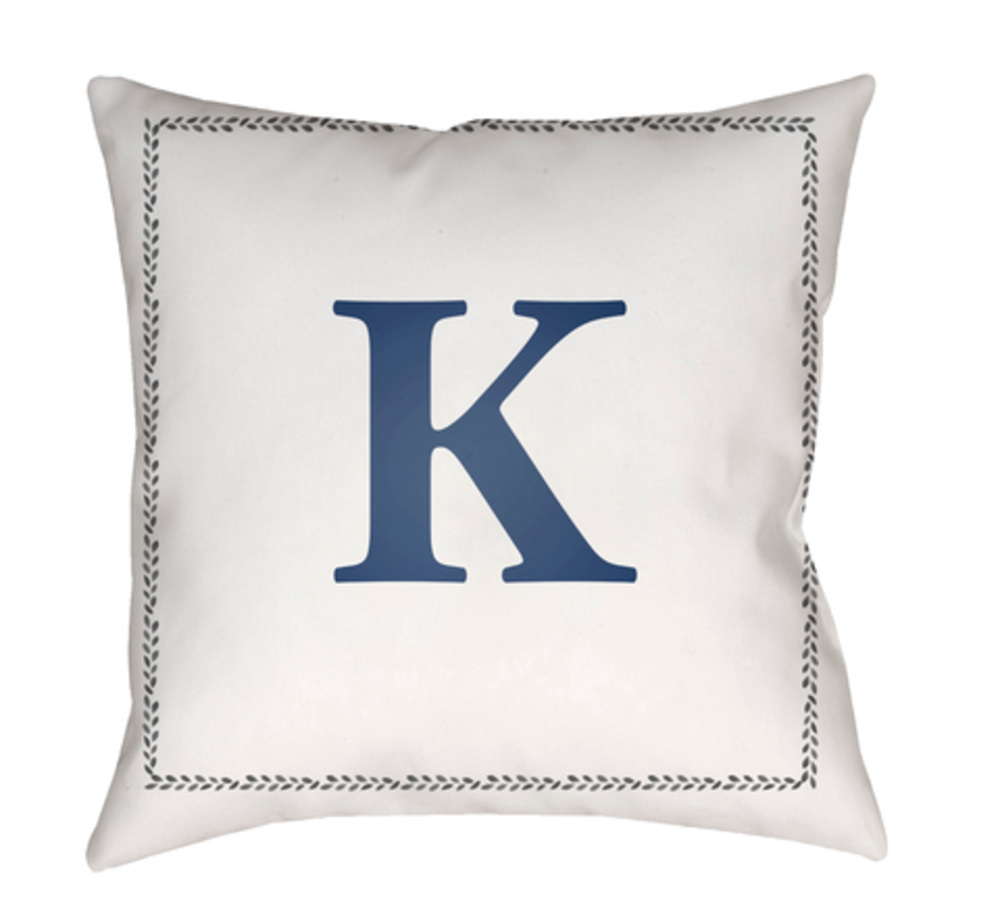 INT011-1818 Initials 18 x 18 x 4 in. Throw Pillow, White - Medium