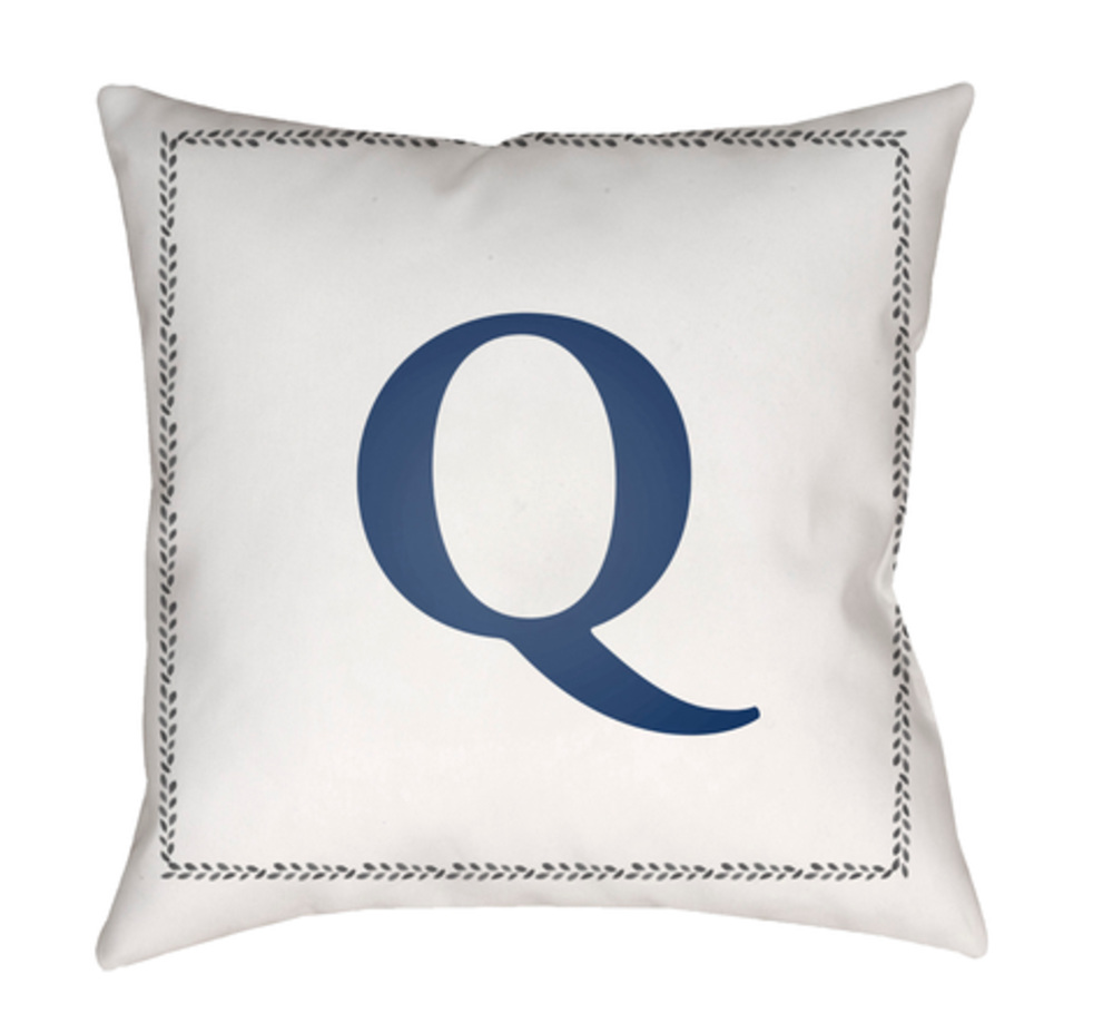 INT017-1818 Initials 18 x 18 x 4 in. Throw Pillow, White - Medium