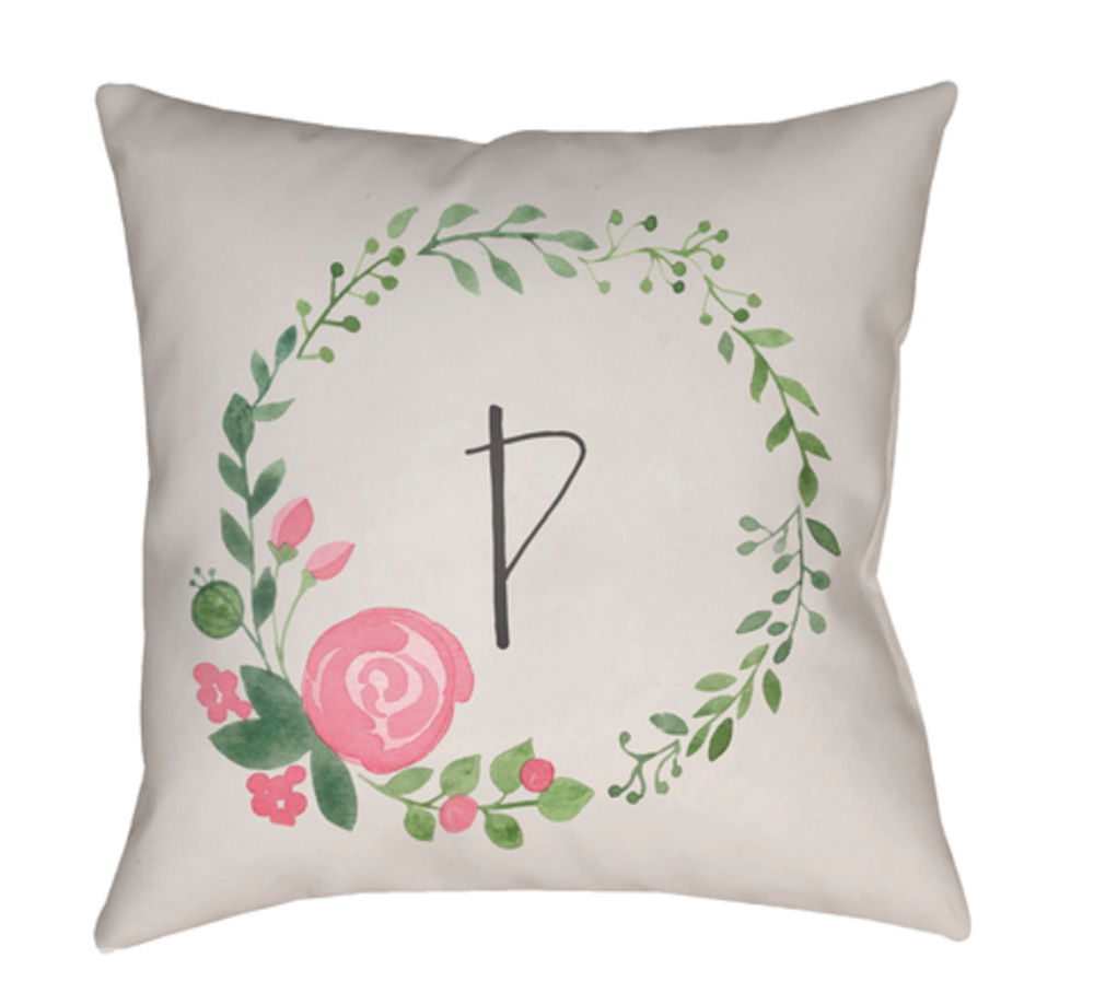 INT042-1818 Initials II 18 x 18 x 4 in. Throw Pillow, Beige - Medium