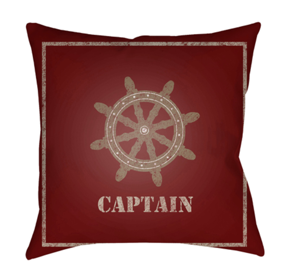 LAKE004-1818 Captain 18 x 18 x 4 in. Throw Pillow, Red - Medium