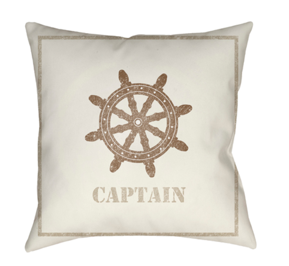 LAKE005-1818 Captain 18 x 18 x 4 in. Throw Pillow, Beige - Medium