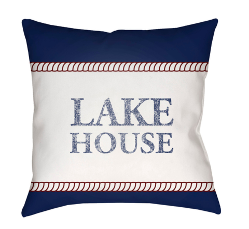 LAKE006-1818 Lake House 18 x 18 x 4 in. Throw Pillow, Blue - Medium