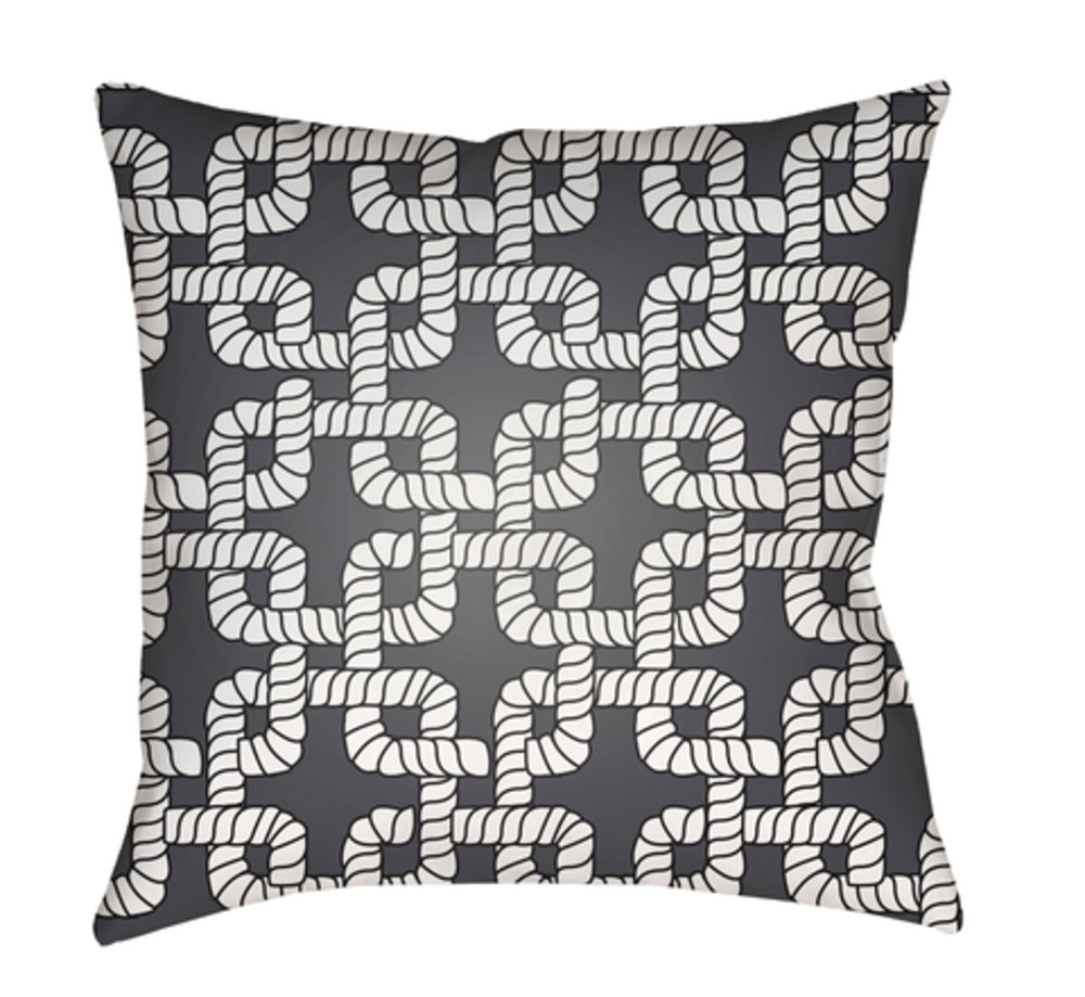 LAKE008-1818 Rope II 18 x 18 x 4 in. Throw Pillow, Black - Medium