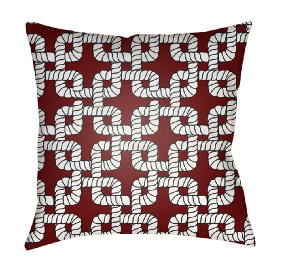 LAKE009-1818 Rope II 18 x 18 x 4 in. Throw Pillow, Red - Medium