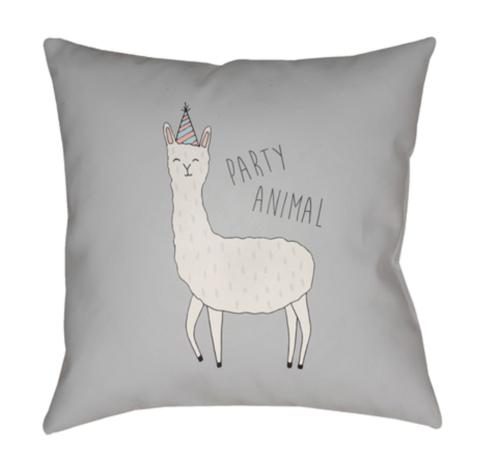 LLA002-1818 Llama 18 x 18 x 4 in. Throw Pillow, Grey - Medium