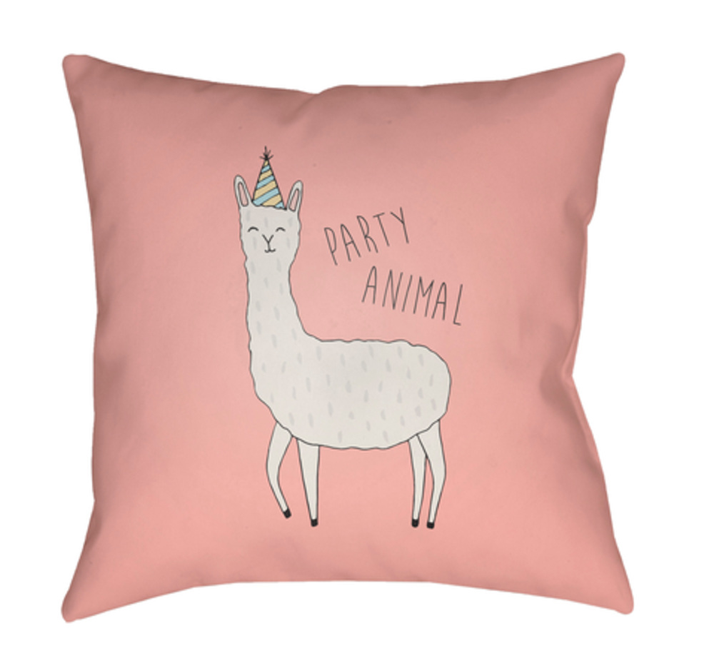 LLA003-1818 Llama 18 x 18 x 4 in. Throw Pillow, Pink - Medium
