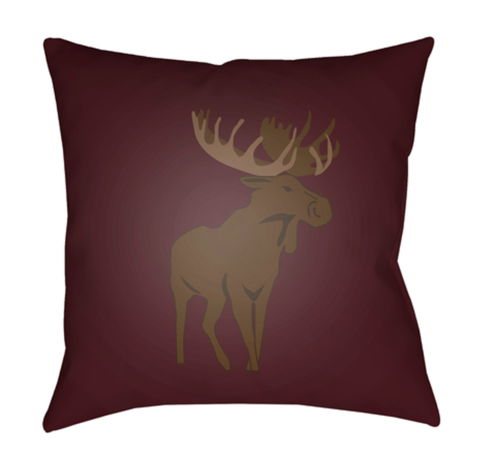 MOO003-1818 Moose 18 x 18 x 4 in. Throw Pillow, Red - Medium