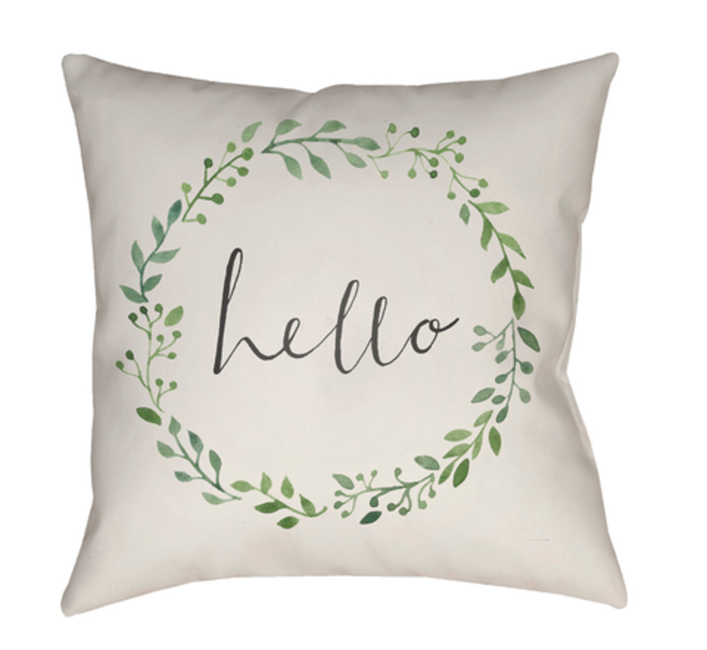 QTE018-1818 Hello 18 x 18 x 4 in. Throw Pillow, Green - Medium